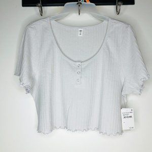 BP. Scoop Neck Women's  Sleeve Crop Top  Size 1X  Gray